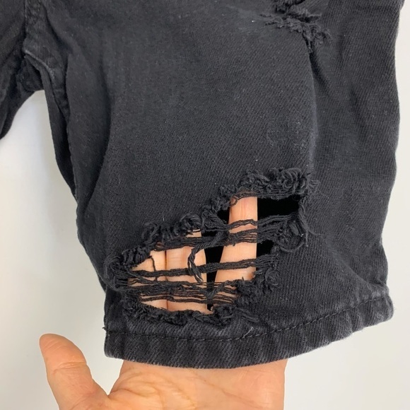 PacSun Black Ripped distressed Cotton Jean Shorts Waist 31 - Picture 8 of 12